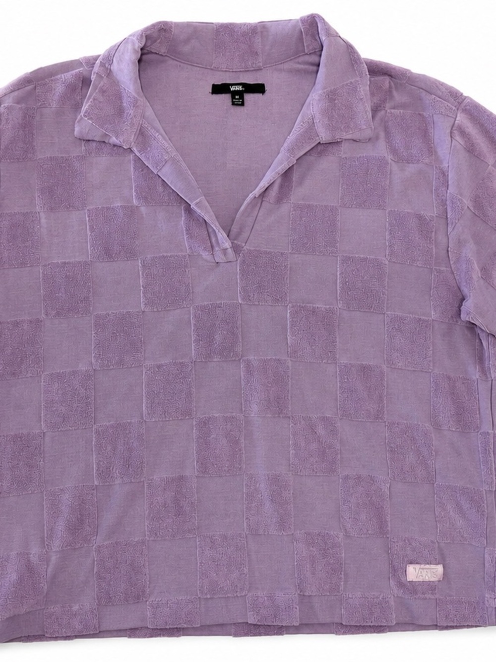 Vans Teri Polo Shirt Lavender Fog Checkerboard Terry Cloth Women’s Medium